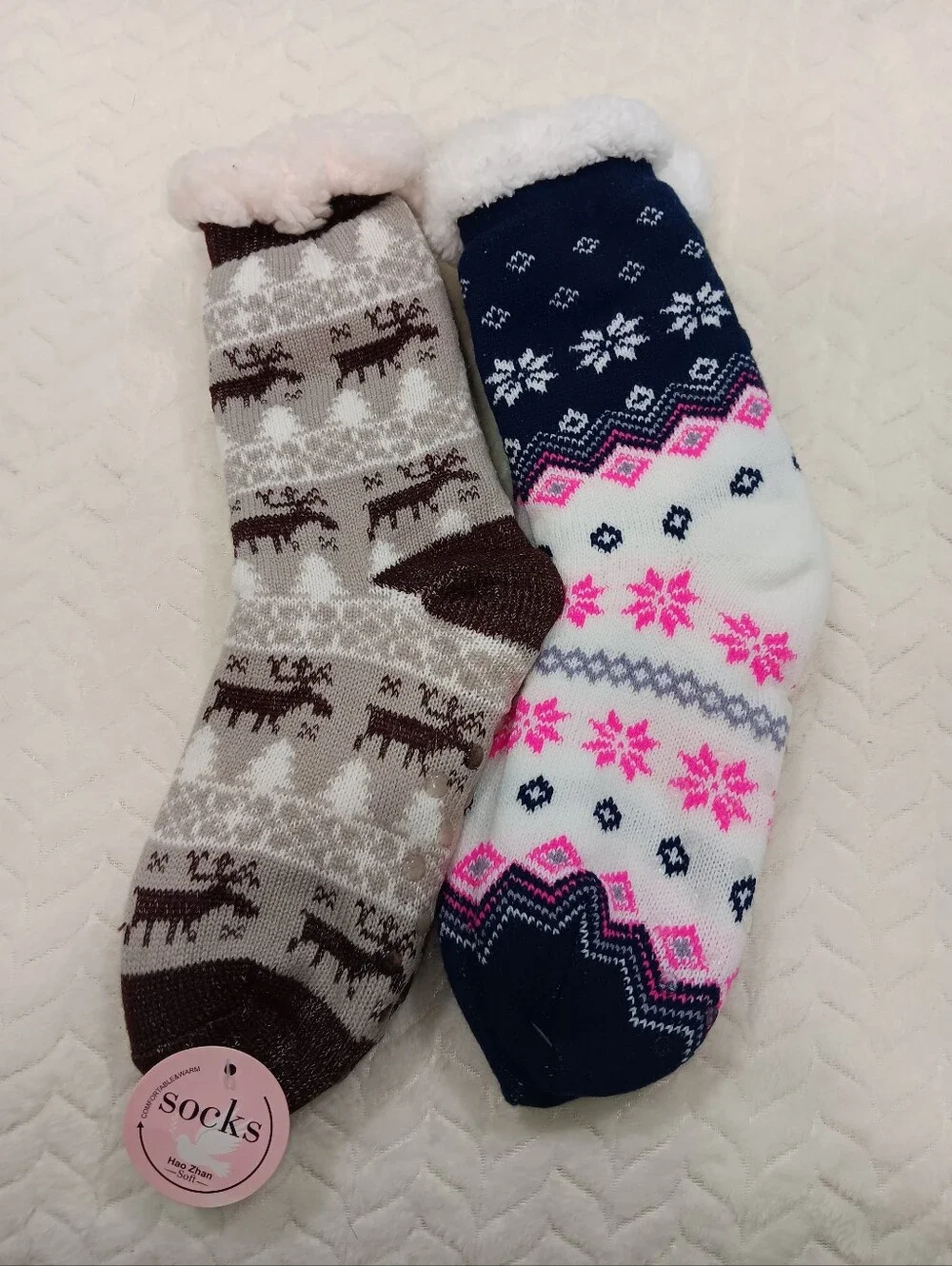 Hao Zhan Cozy Fleece-Lined Slipper Socks